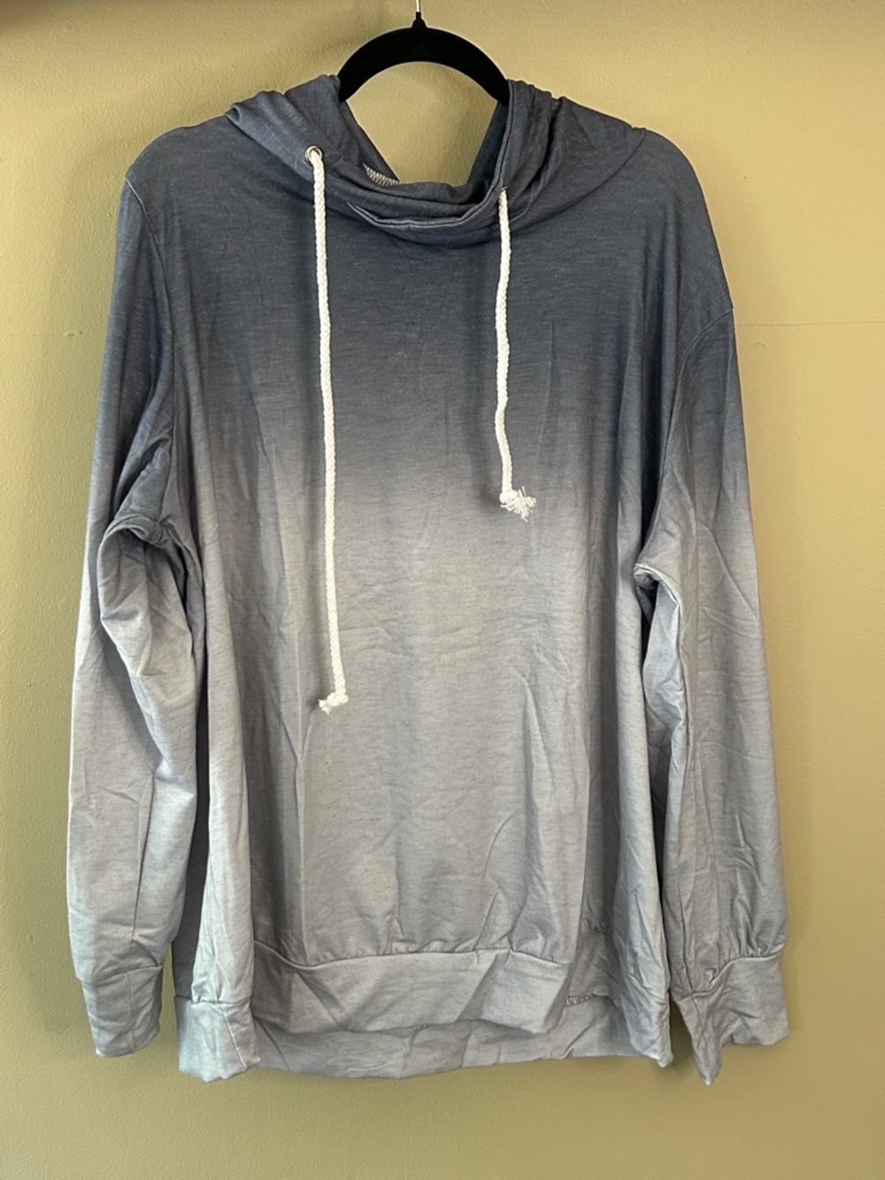 Women’s lounge hooded sweatshirt in blue ombre. New without tags